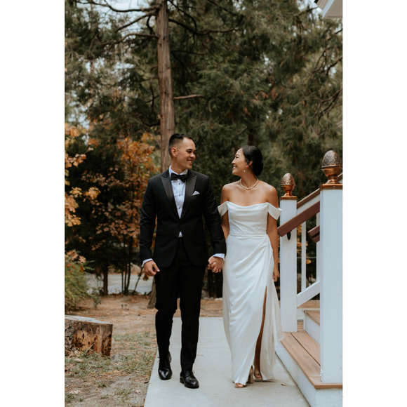 Jenny Yoo Viviana Cowl Neck Bridal Gown 10 Button Back Minimalist Wedding Dress - Picture 2 of 9